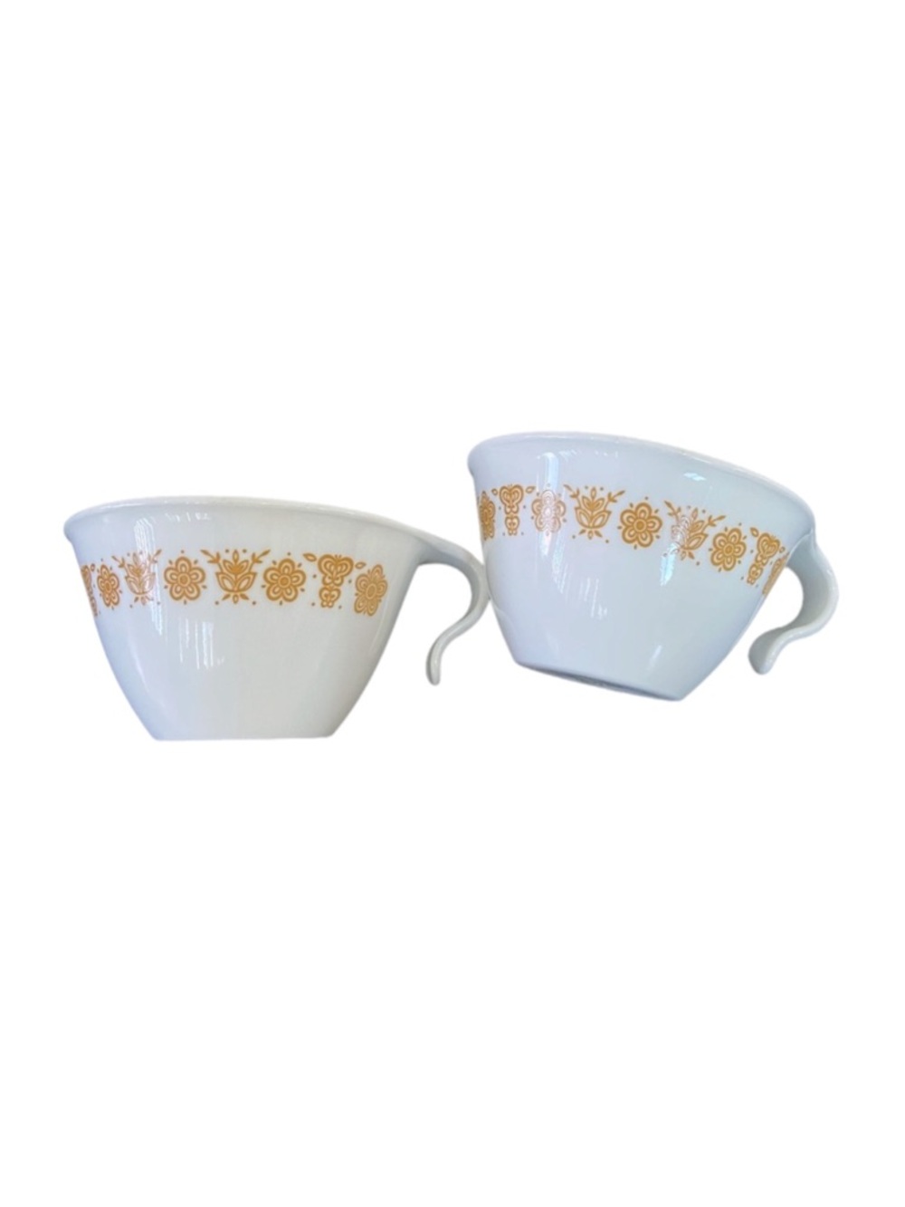 Vintage Corelle Corning Pyrex White Coffee Tea Mugs Cups Set of 2 Replacements